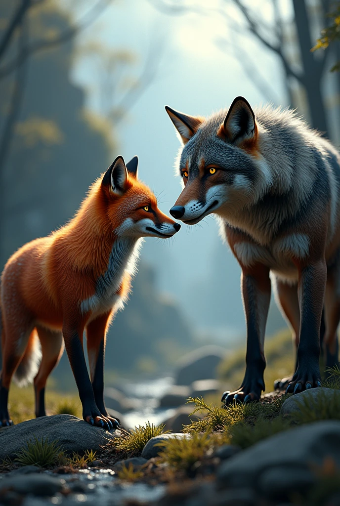 Fox and Wolf together