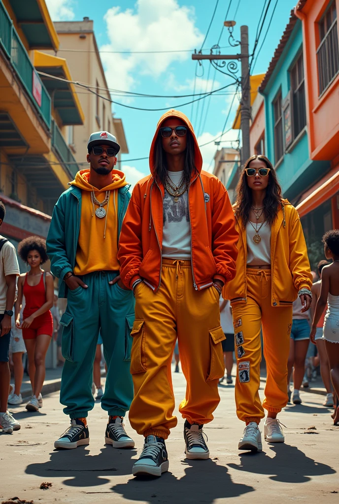 People on the street wearing trap clothes, streets of Brazil