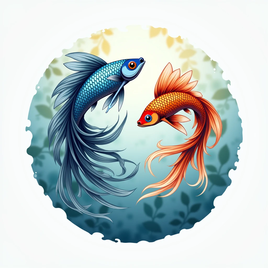 Draw a logo for a guppy fish and a swordtail fish.