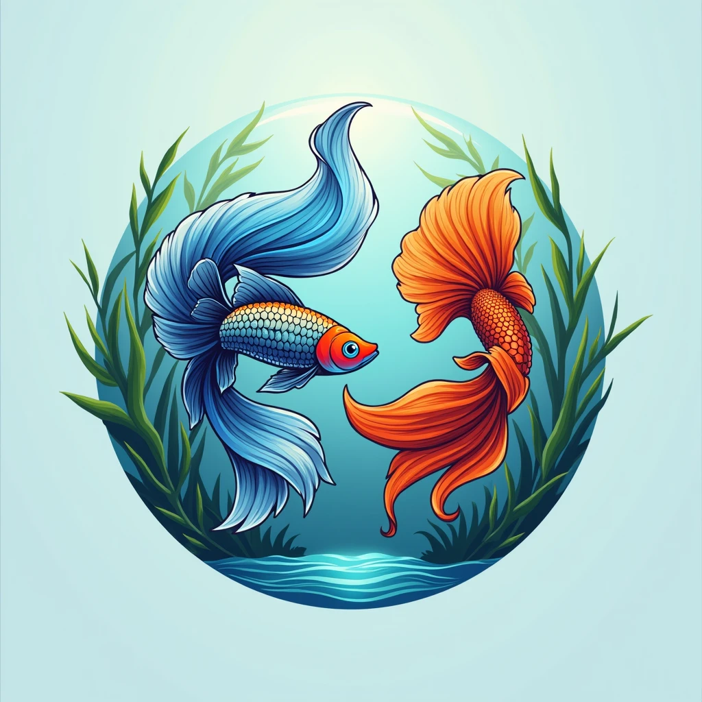 Draw a logo for a guppy fish and a swordtail fish.