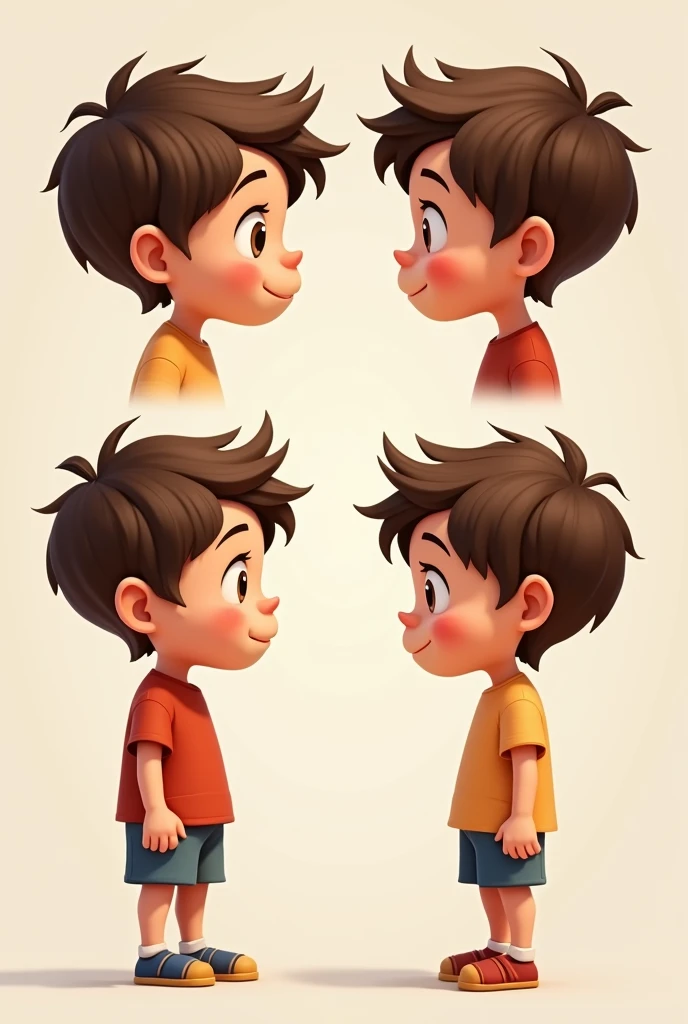 I need a semi realistic cartoon boy image with different views side, front etc.