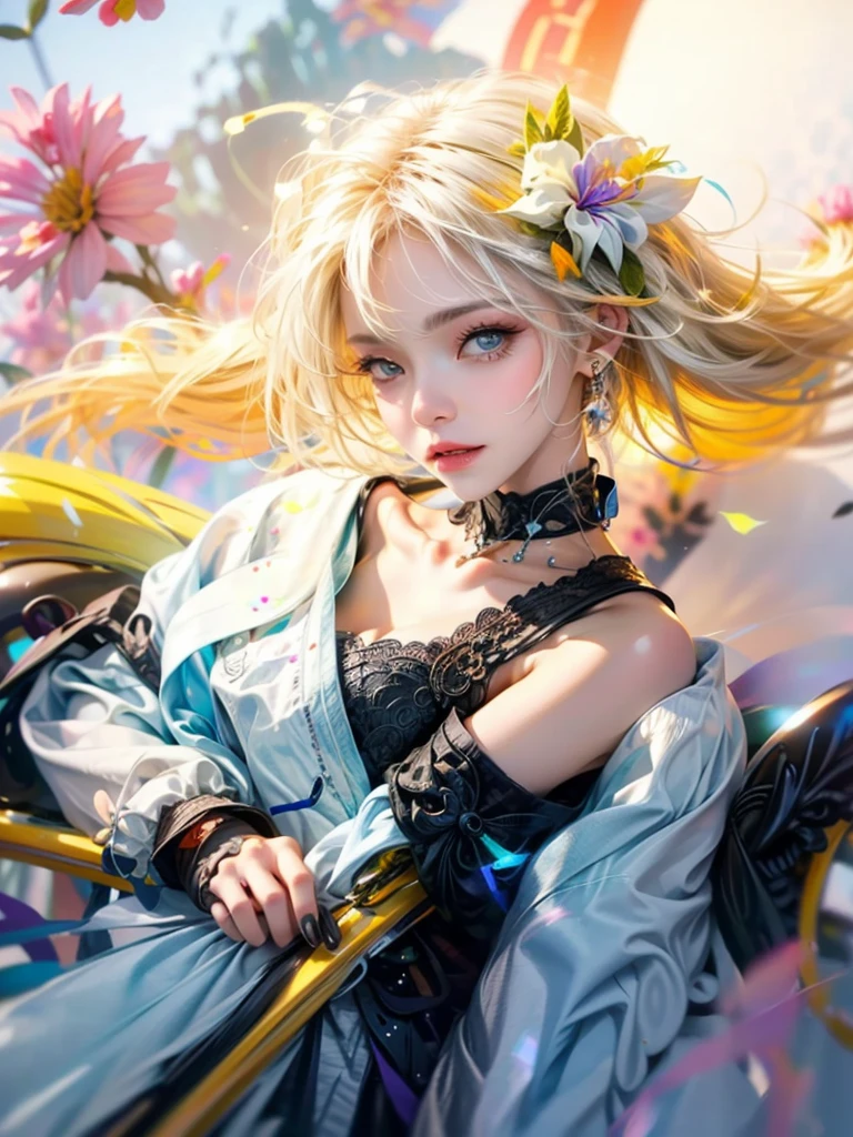 Masterpiece, Best Quality, high quality, high definition, high-quality textures, High-quality shadow, high detail, Beautiful detailed, finely detailed, extremely detailed CGI, detailed texture, a realistic representation of the face, Realistic, Colorful, tender, cinematic lighting, Side light, lens flare, Ray Tracing, tailed beautiful tender muzzle, Detailed beautiful delicate eyes, white hair