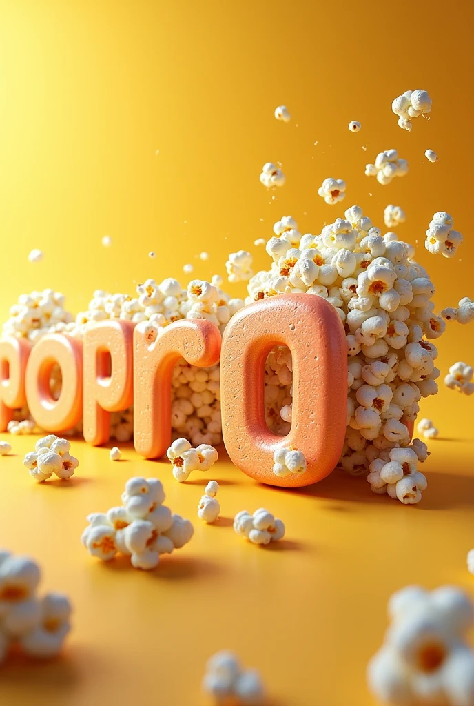 Word Popcorning with popcorn on the letter O