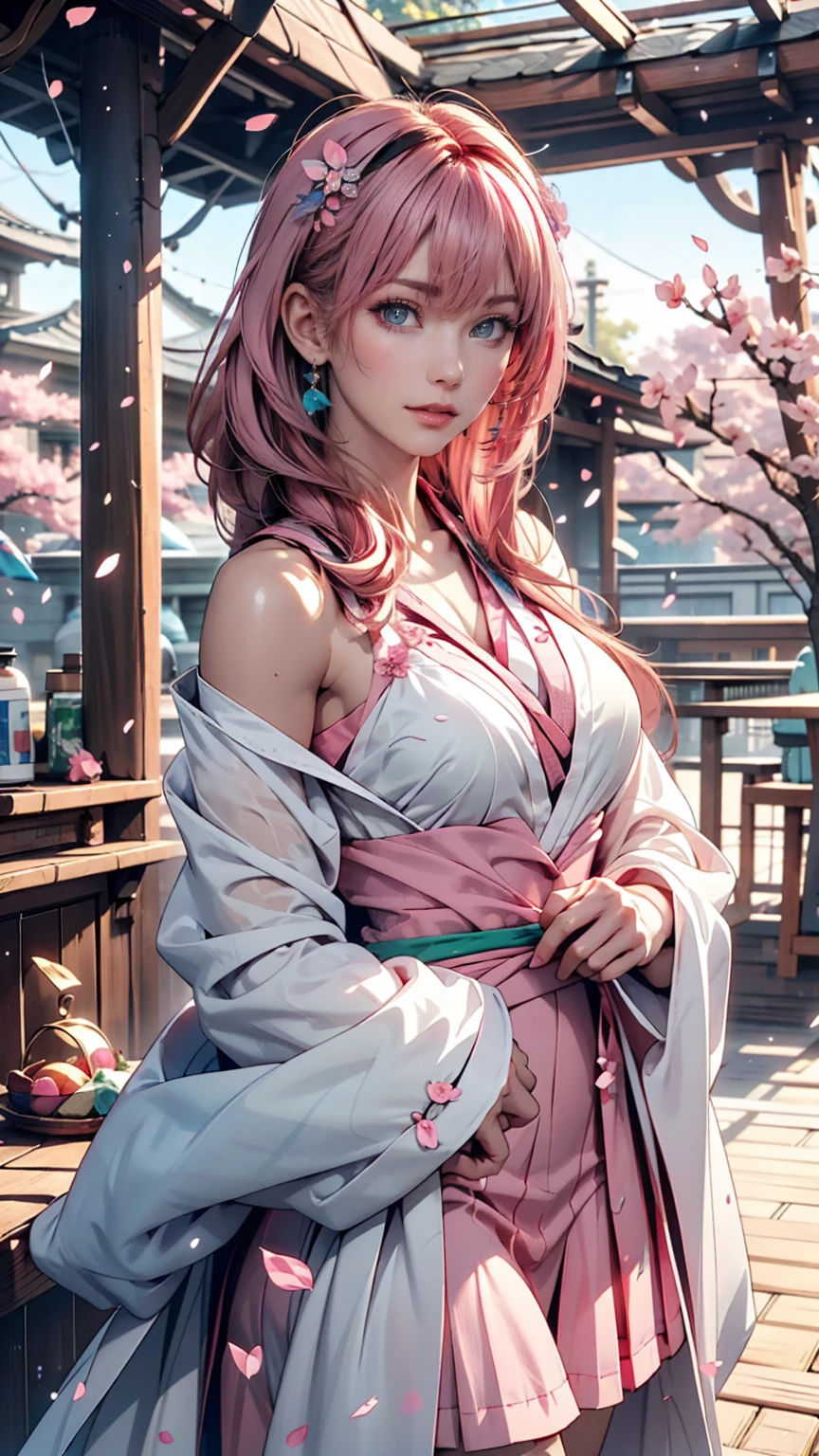 Anime girl with pink hair and green eyes posing for a photo, Haruno sakura, Best anime 4k konachan wallpaper, Fascinating anime, I also make fan art, sakura petals around her, Splash Art Anime , Anime Style 4k, Anime Moe Art Style, High quality anime art style, Detailed anime artwork, Anime Wallpaper, Anime Best Girl