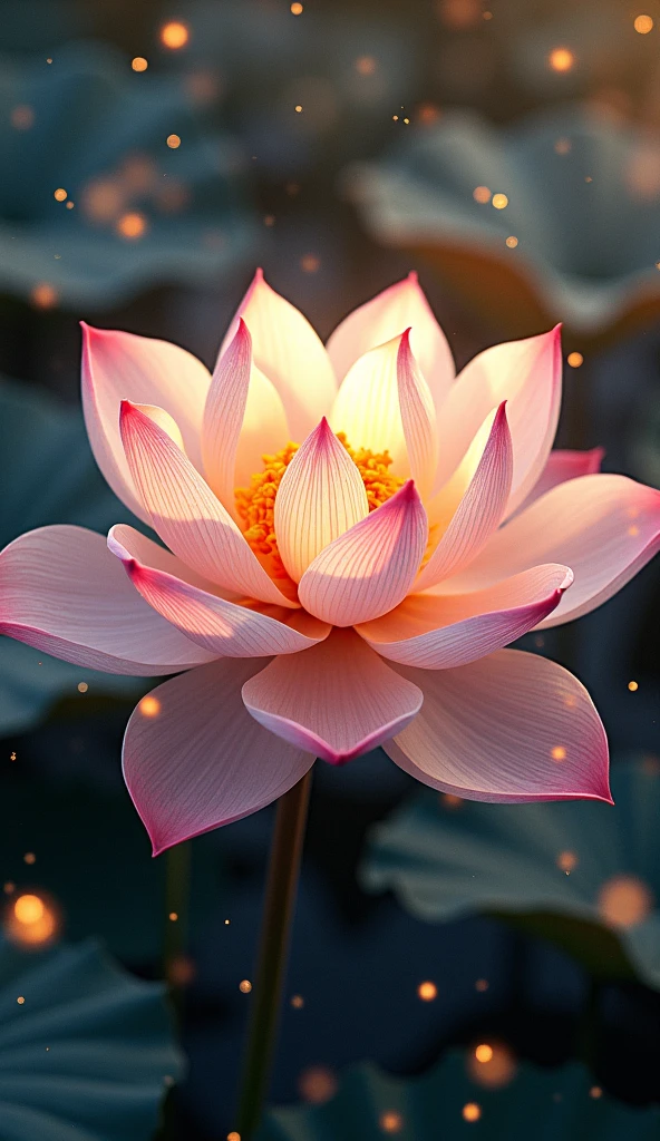 a light pink abstract lotus with lights, in the style of kinetic lines and curves, light black and yellow, schlieren photography, dotted, trompe-l'œil illusionistic detail, sparklecore, commercial imagery