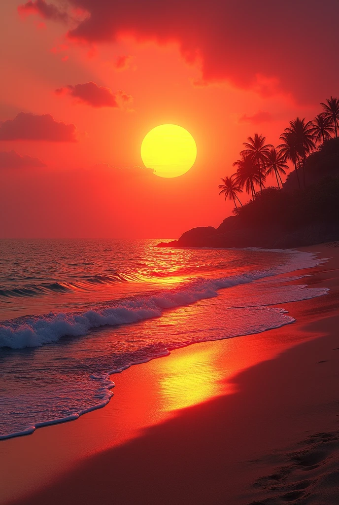 A very beautiful sea beach in india. A red sun must be there