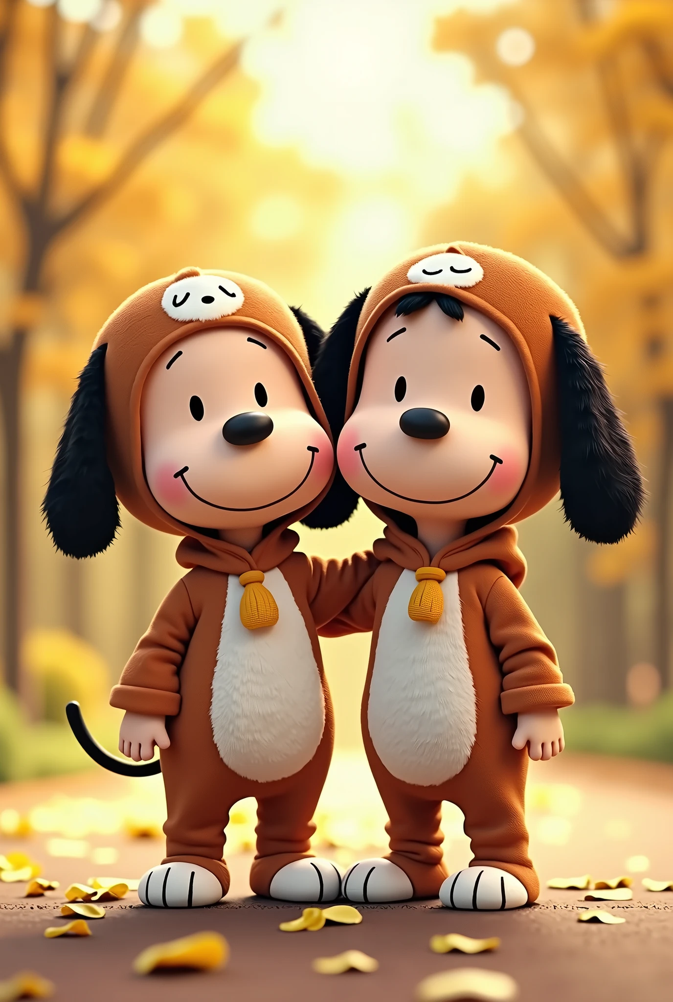 A story of friendship between two 5-year-old boys。Not male or female。It's a story about two friends who live far apart.。Today is a long time々It's a very happy day to meet。The two of them always wear Snoopy costumes.。Both are wearing Snoopy costumes.。Because I love matching、It's an agreement between the two of them to always wear the same Snoopy costume.。