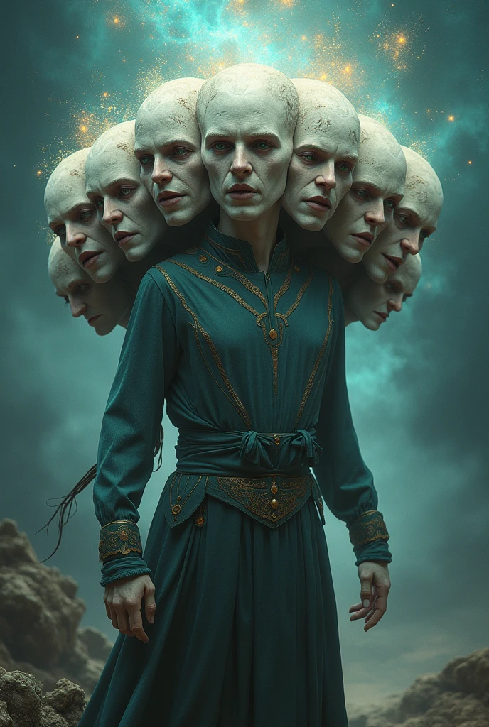 A man with ten head