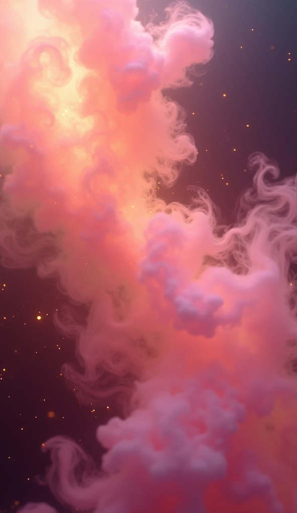 a light pink abstract smoke with lights, in the style of kinetic lines and curves, light black and yellow, schlieren photography, dotted, trompe-l'œil illusionistic detail, sparklecore, commercial imagery
