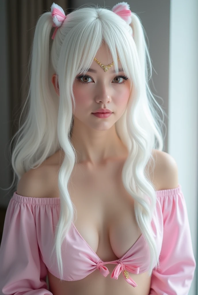 Cosplay、Usagi is a character from Sailor Moon、White and beautiful skin、Small areola、hairless labia、