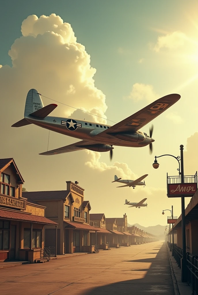 old traditional airport vintage background with planes