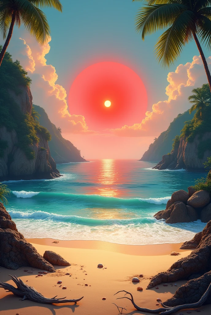 A very beautiful sea beach in india. A small red sun must be there 