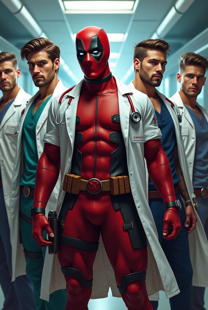 Deadpool, men, doctor costume, sexy