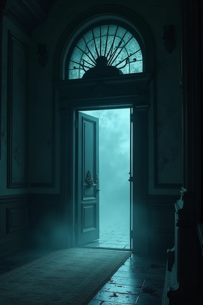 The eerie shadows within the mansion fading away as the main door of the mansion creaks open by itself, revealing the way out into the night.