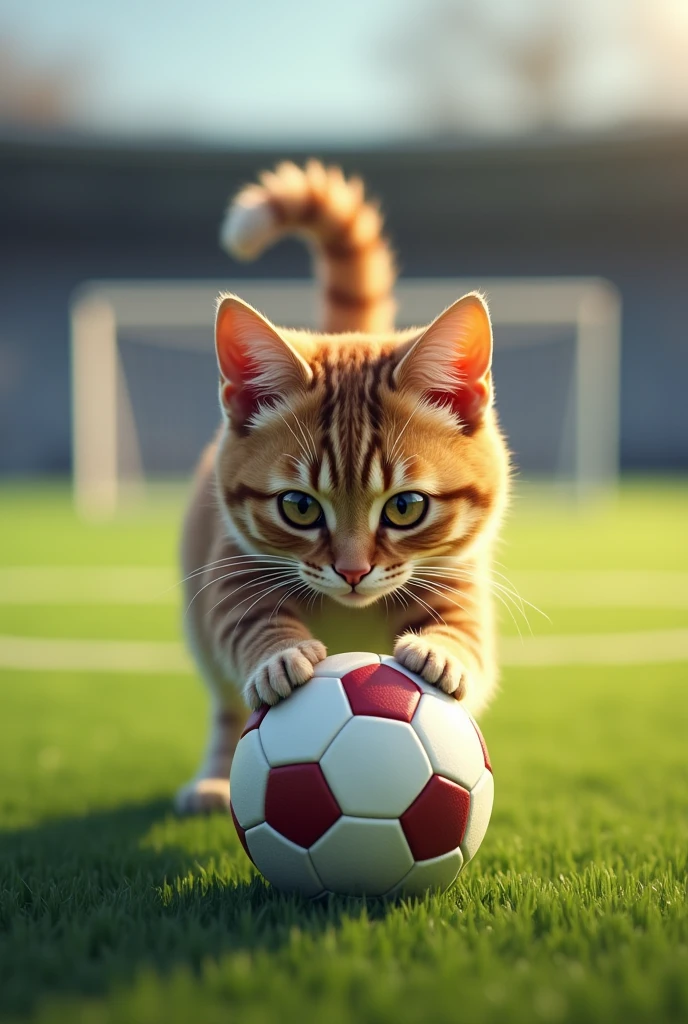 A cat playing football