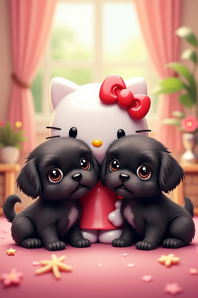 Two black shih tzu puppies
hello kitty