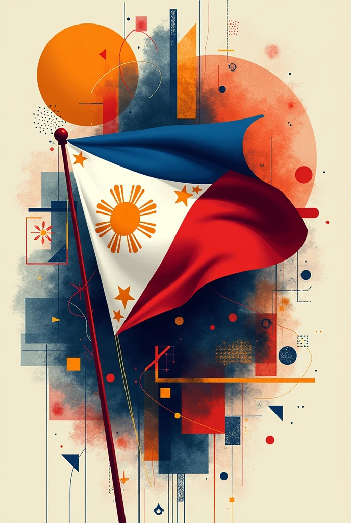 drawing using different elements and principles of design showing your love for our philippine flag
