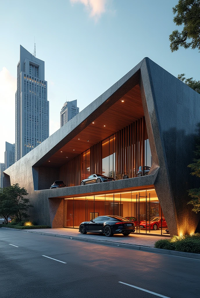 Car showroom exterior of a building with a concept of tamaraw