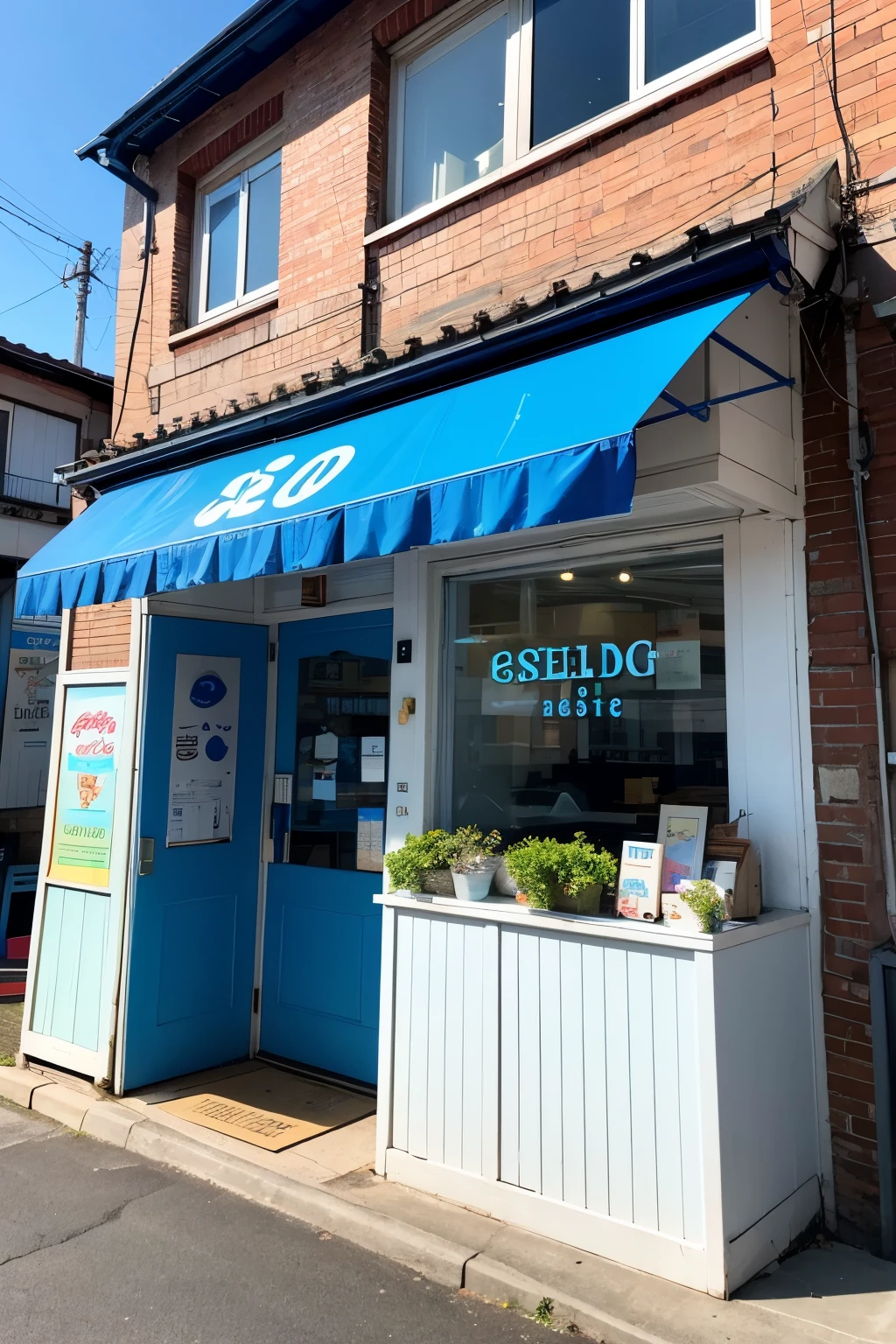 The exterior of this milk specialty store is cute and pop, with a blue, white, and black theme.
