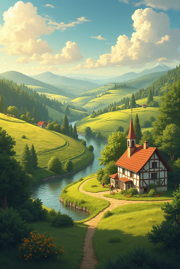 Create an album cover for my ganderkesee song.It is intended to show the sights of Ganderkesee.