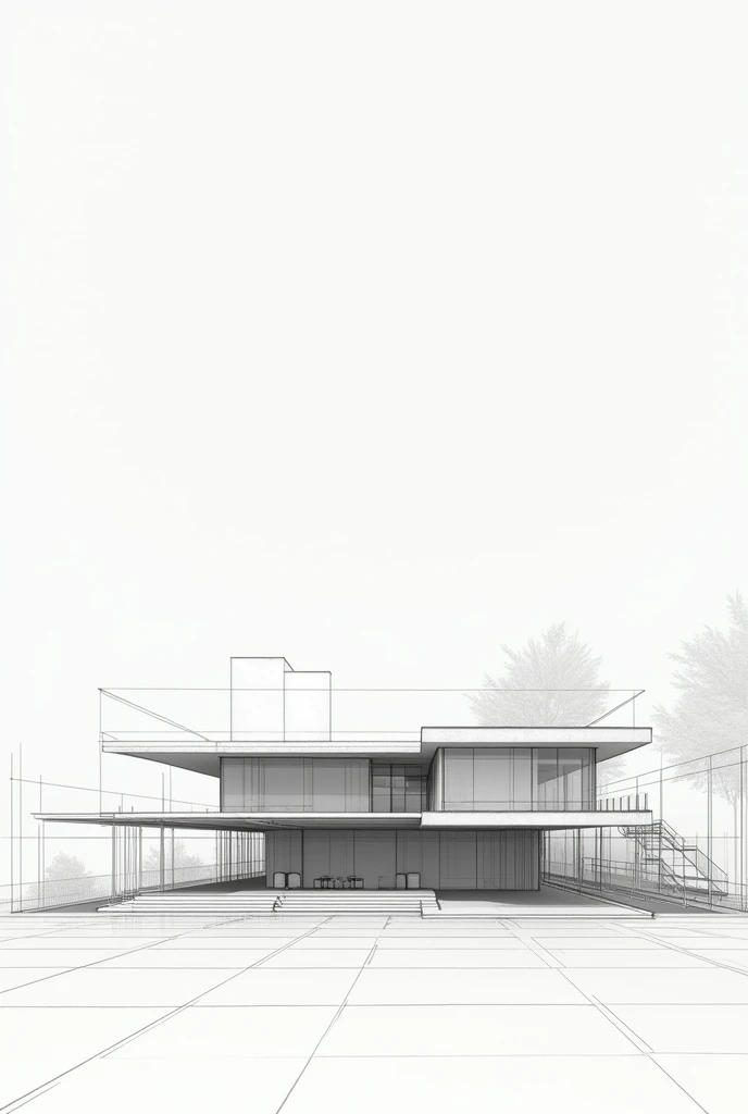 Create an architectural plan with a frontal line in 2D and 3D on a plane