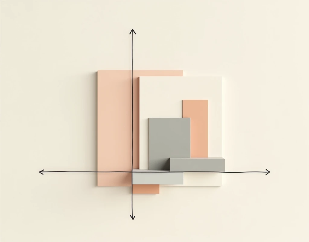 Minimalist Measure: Precise, linear measurements guide the arrangement of simple shapes in a muted palette, emphasizing clean lines and negative space.