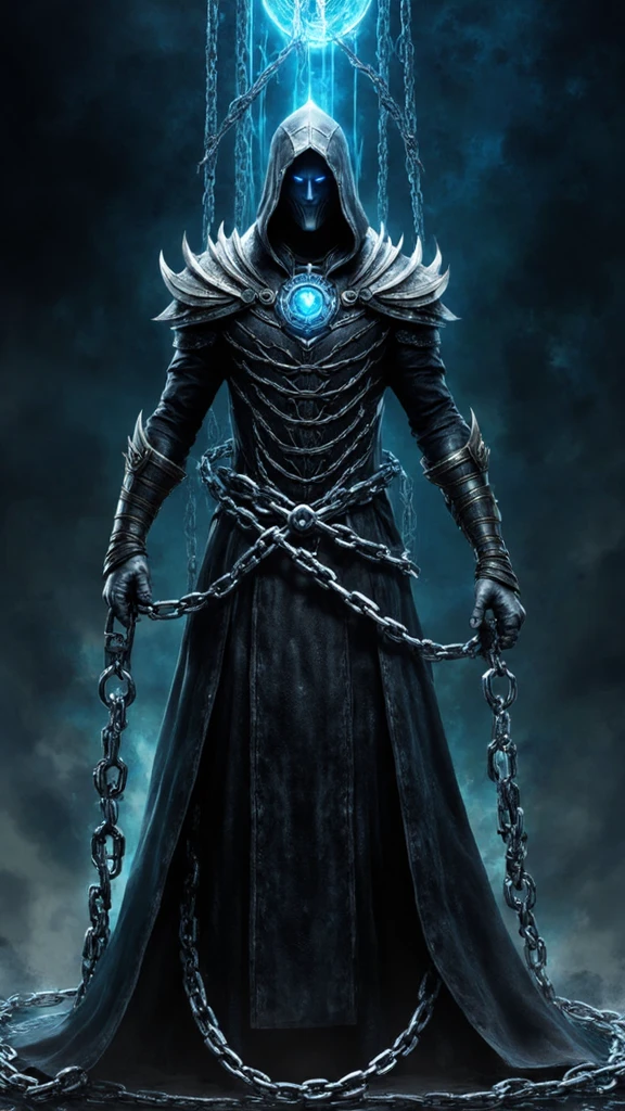 Pandora's Revenant: A villain with a body that appears to be a containment vessel for dark, chaotic energies. Their form is wrapped in chains and seals, with cracks revealing the seething power within.