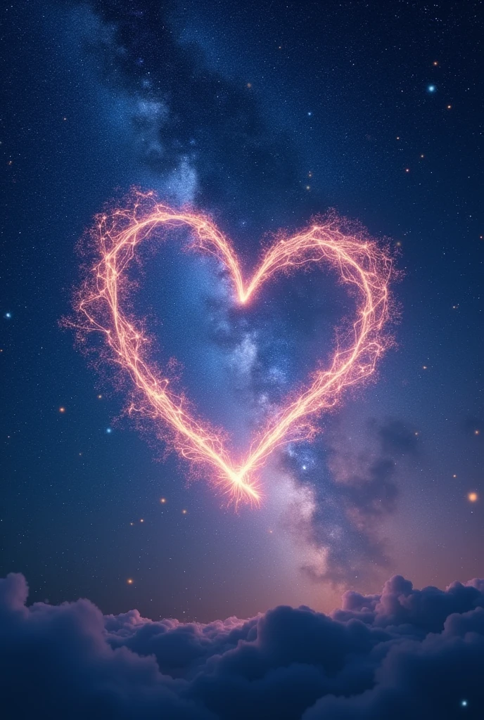 A colorful starry night with constellations forming a heart shape White background.