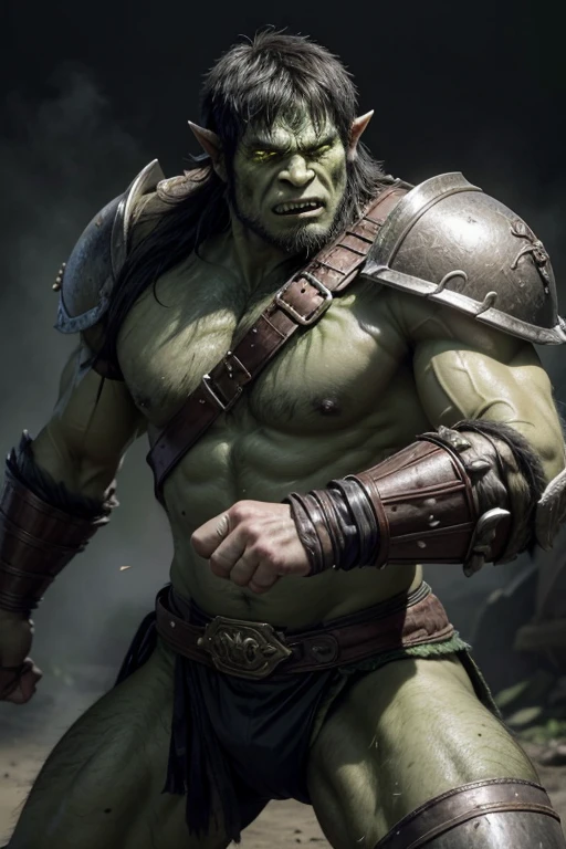 Guild Warrior Name: Brutus Race: Orc Physical Description: Brutus is a muscular orc with green skin and shaggy black hair.. His eyes are yellow and he wears heavy, resistant armor.. He is known for his brute strength and hand-to-hand combat skills.