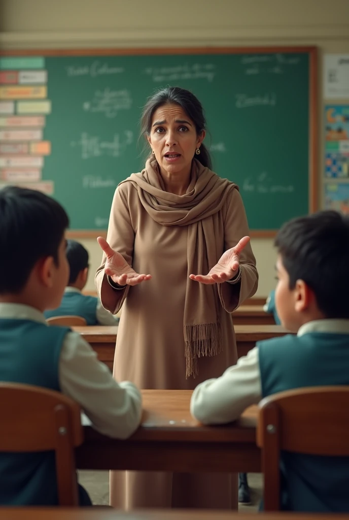 Pakistani female teacher  panic in the class talking girls student