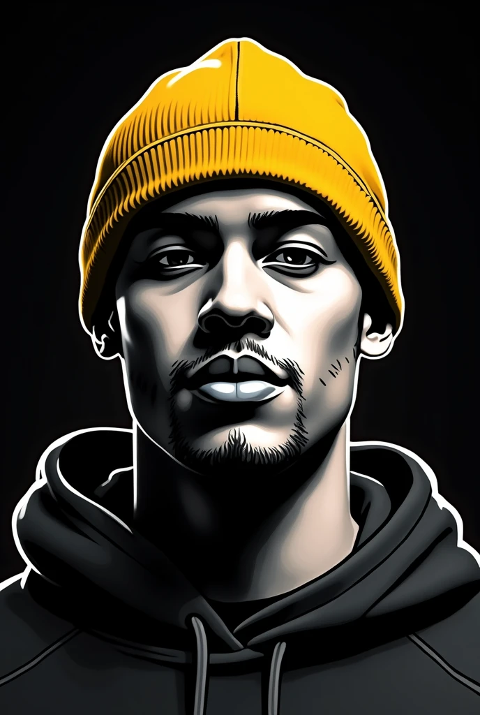 create a profile picture for tiktok mr beast cuts use black colors, White and yellow