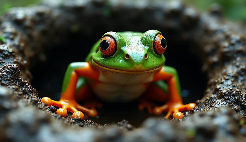 The one frogs While trying, he came out of that pit.