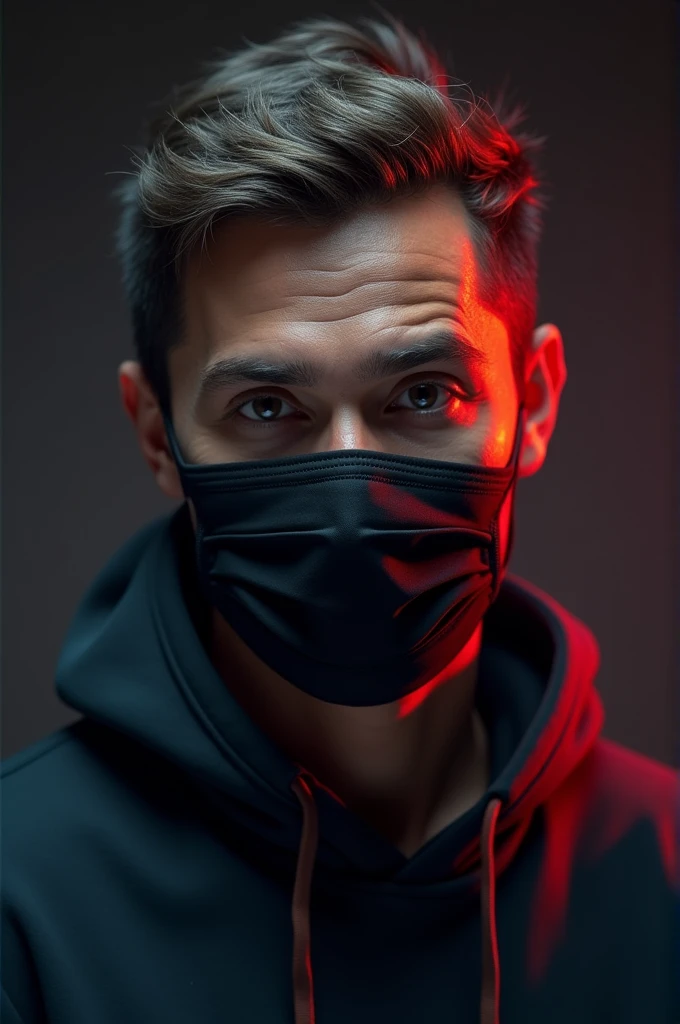 Man character very realistic for gaming YouTube channel  logo with black  face mask 