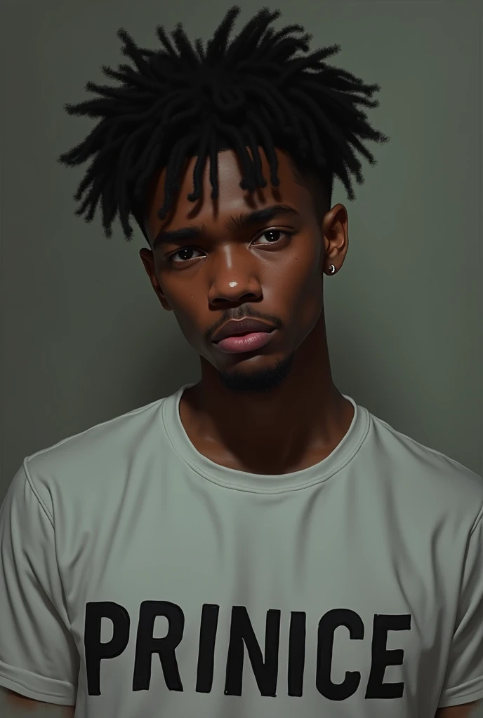 Handsome black boy pained by love and his t shirt written prince lovel