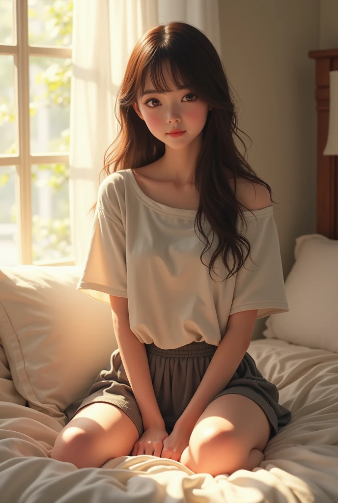 The girl next door,,Beautiful Girl,Sitting on the bed,JK
