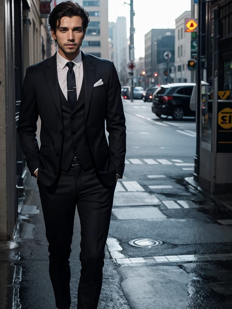 Silhouette image of a man with charisma wearing a suit