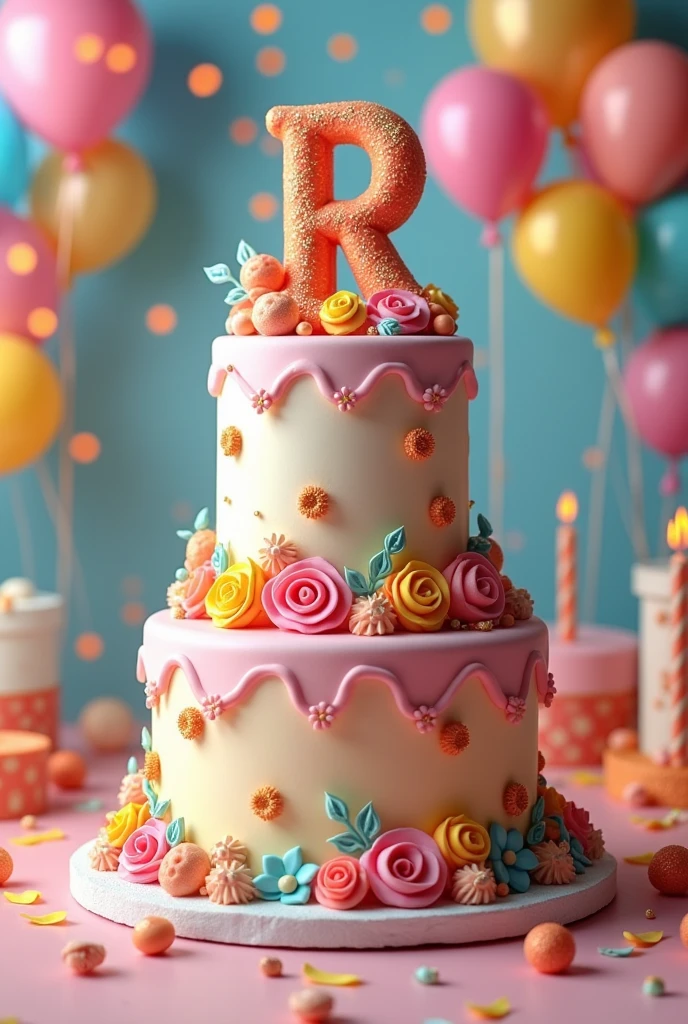 Birthday cake with R name