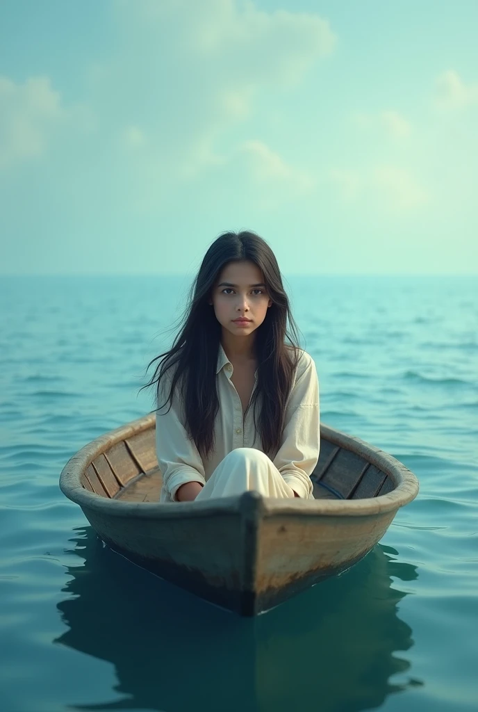 A pakistani  girl name iman ali in boat in sea