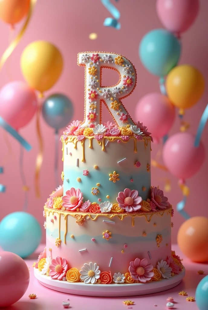 Birthday cake with R name