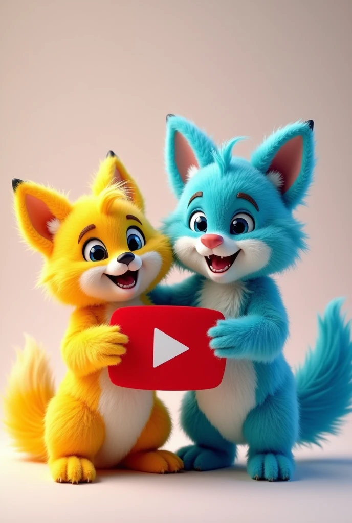 A yellow furry and his blue furry friend posing on the tiktok and youtube logo for a profile picture 