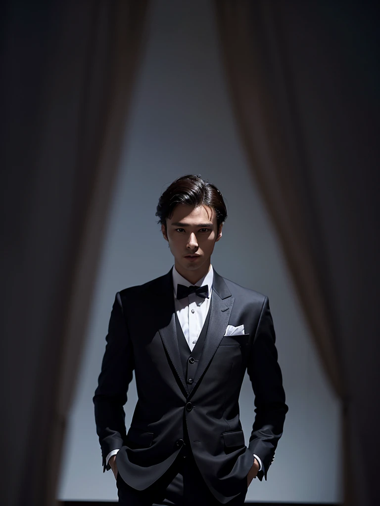 Silhouette image of a man with charisma wearing a suit