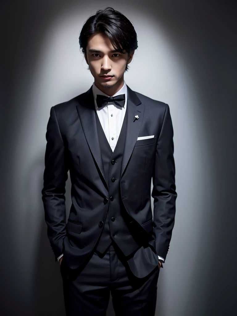 Silhouette image of a man with charisma wearing a suit