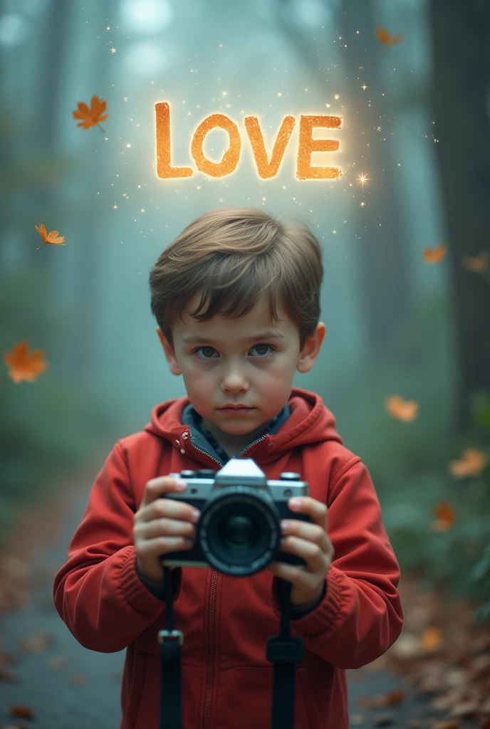A camera in a boy hand capturing something special ! A flying text clicker _abhishek