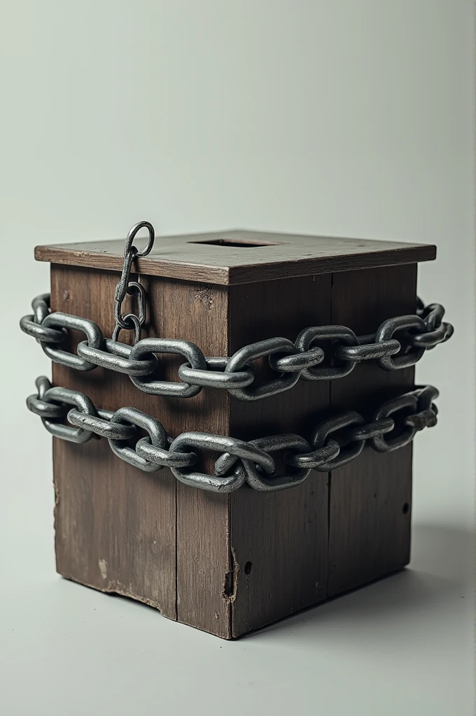 create an image of a ballot box wrapped in chains."