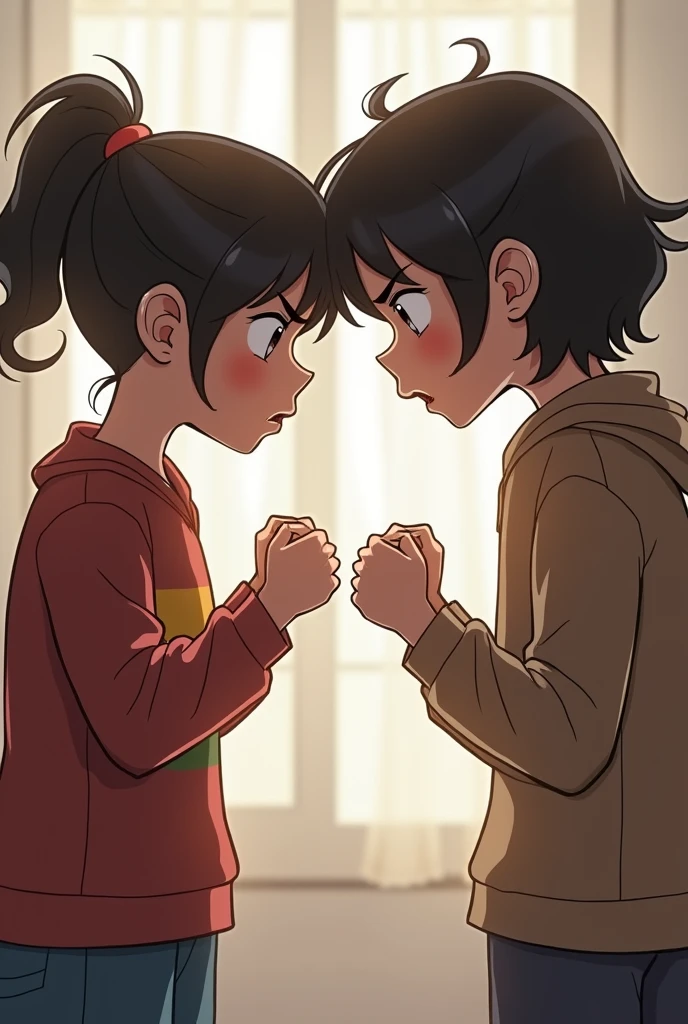 Girl getting angry with boy