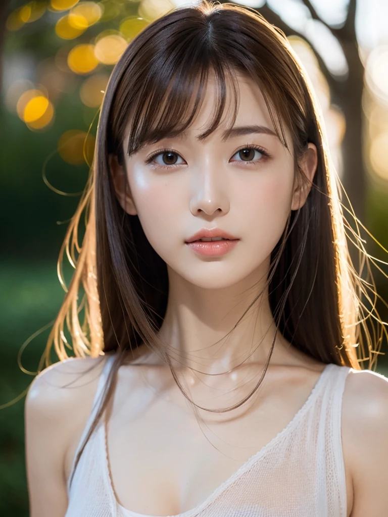1 Female, Beautiful street hair with no split ends、West Shot、Beautiful, Backlight 、Autumn sunset, Backlight, Autumn color knit sleeveless top 、Slim figure, Big Breasts, beautiful, Show off your sexy neck and collarbone by putting your hair up. 、Shiny, Sexual skin 、Medium chest, Light brown hair, Blunt bangs, Hair behind the ear, Hair that falls over the shoulders, Long Hair, Slim figure, Ultra delicate lips, Beautiful eyes, Light blush, eyes are light brown, Perfect glowing skin, Perfect Skin, Very thin fingers, The optimal ratio is four fingers to one thumb, (Realistic:1.3), First Person View, Super Detail, high quality, 最high quality, High resolution