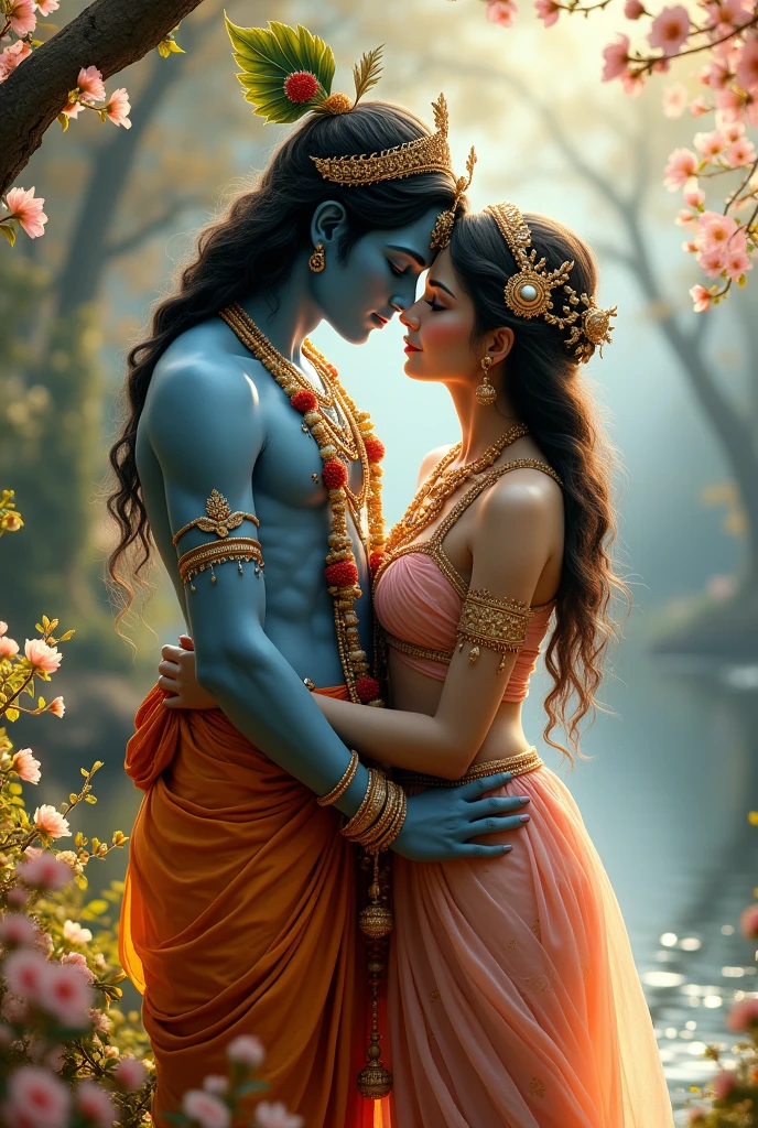 Cute image of lord krishna and radha photogenic