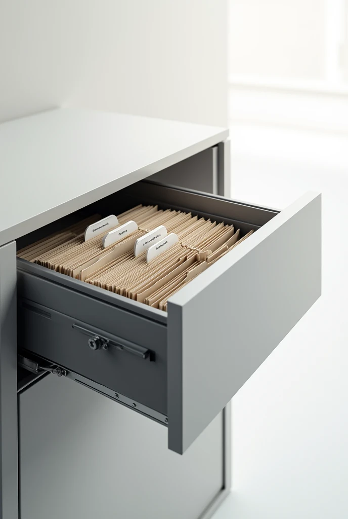 Draw a picture of a drawer that has files inside where you can see the secondary guide that subdivides the main sections.