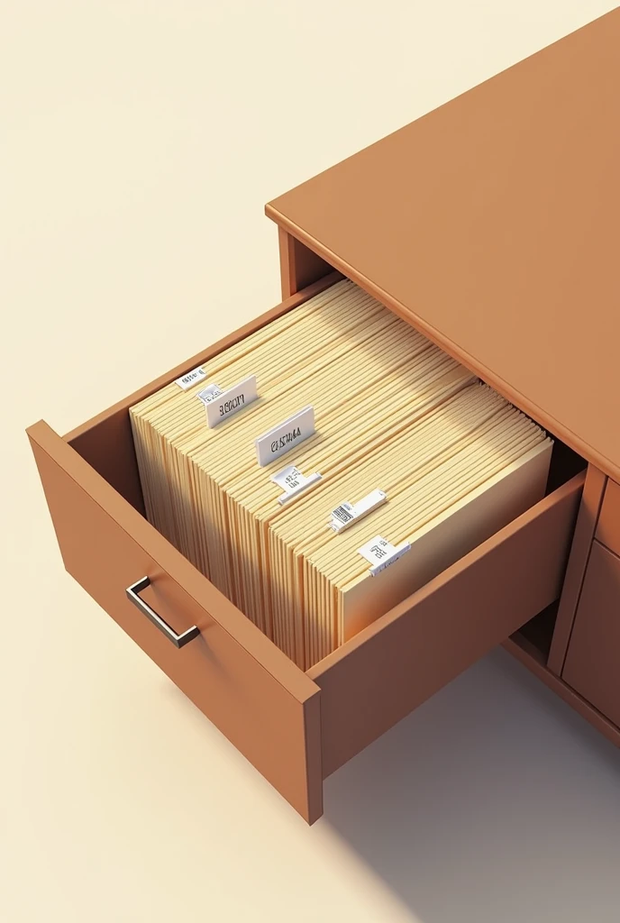 Draw a picture of a drawer that has files inside where you can see a subdivision in a subdivision