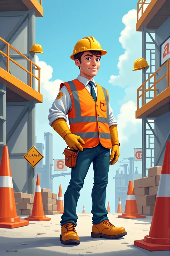 Plz make an image in which a safety person representing PPES